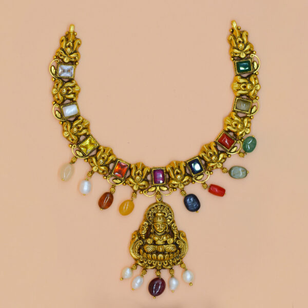 Silver Navaratna Necklace – Harnahalli K Manjappa Jewel House